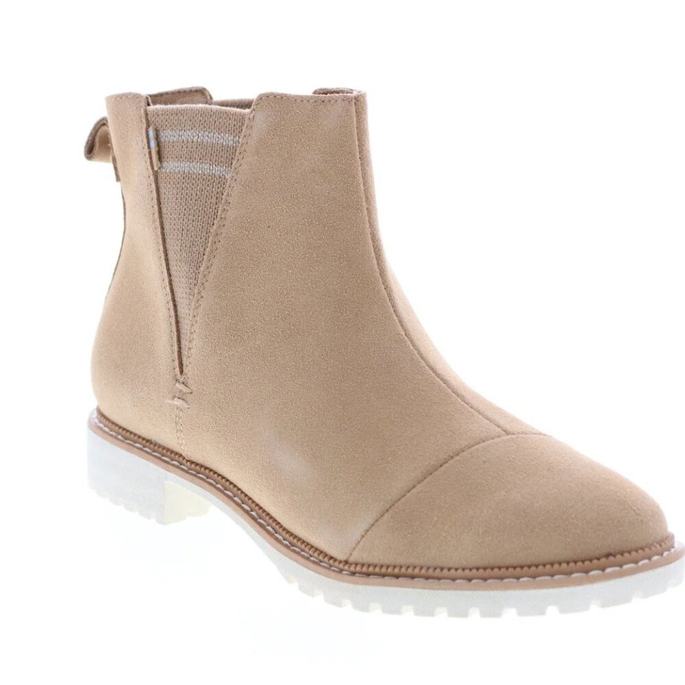 Toms Cleo Womens Beige Suede Slip On Chelsea Boots , size 7.5